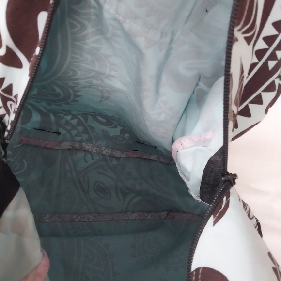 Local Design Made in Hawaii Blue and Brown Tribal Print Canvas Mini Backpack - Picture 6 of 7